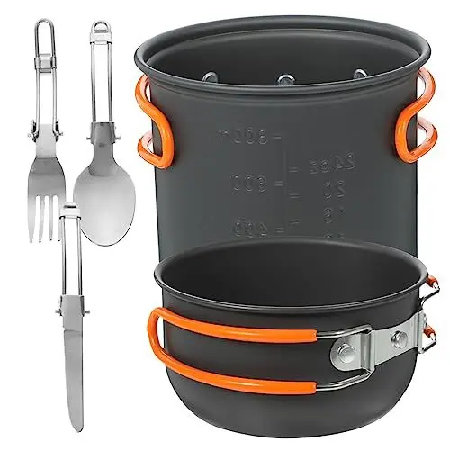 Produktbild: Yardwe 1 Satz Campingausrüstung Campingkochgeschirr aus Edelstahl kochgeschirr Outdoor Outdoor-kochgeschirr campingtöpfe tragbar Topf ummantelter Wasserkocher Suite Individuell einstellen