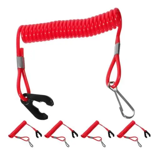 Produktbild: Yardwe 1 Satz Marine-flameout-schalterseil Bootsmotor Sicherheitsleine Bootsmotor Notausschalter Marine Motor Stop Leine Lanyardschnur Sicherheitsschnur Für Die Schifffahrt Metall Rot 5st
