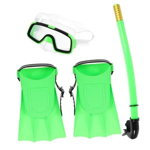 Produktbild: Yardwe Schnorchelausrüstungsset für Jungen und Mädchen Taucherbrille Atemschlauch Schnorchel-Set Flossen