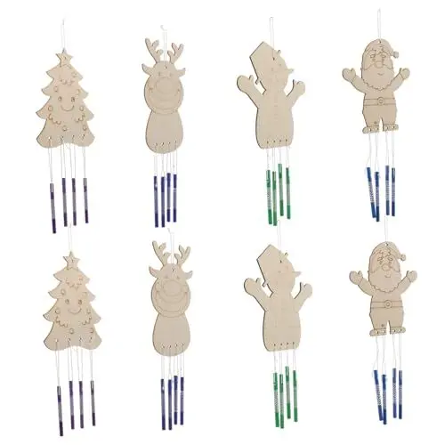 Produktbild: Yardwe 24 STK Hölzerne Windspiele Windspiel-kit Türklingel Aus Gusseisen Glockenspiel Im Freien Handdekor Winter Hängen Bausatz Für Windspiele DIY-Handwerk Zubehör Holz Handbuch Kind