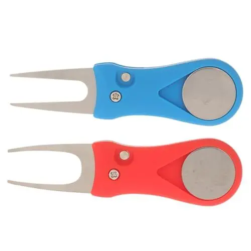 Produktbild: Yardwe 2St Golfgrüne Verwurzelung Rasenkanten Golfball Werkzeug tragbare Golfgabel Golf-Marker Golf-Tool Golf Pitchgabel und Ballmarker Kompakter Ballmarker Rostfreier Stahl
