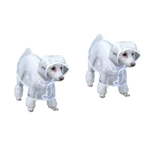 Produktbild: Yardwe 2St Haustier Hund Poncho Hunderegencape Hunde-Regencape Kleiner Hunderegenmantel wasserdichter Poncho Regenjacke wimperntusche Haustier Hund Regenmantel Hündchen Jacke mit Hut Weiß