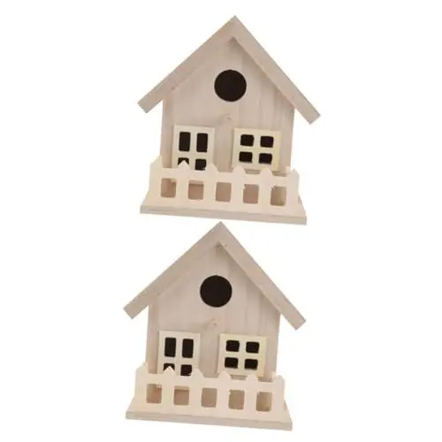 Produktbild: Yardwe 2St Vogelkäfige für Papageien Holz vogelhaus Fink Fenster Malset Vögel Zubehör Vogelnest aus Holz Schüttgut einstellen schmücken das Vogelnest Kind Suite Hölzern