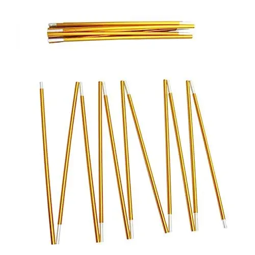 Produktbild: Yardwe 2St Zeltstangen leichtes Zelt Camping Tasche für Zeltheringe Zeltplane Lager Rucksacktourismus Flexibler Zeltstab tragbare Zeltstange Zeltvordachstange Aluminiumlegierung Golden