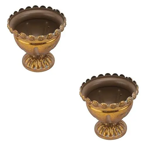 Produktbild: Yardwe 2 STK Blumentopf Aus Metall Goldener Blumentopf Verzinkt Antiker Blumentopf Mittelvase Königliche Urnentopf Aus Metall Trophäe- Urne Blumenvase Hohe Vase Büro Saftig Eisen