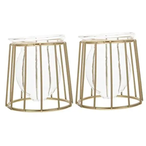 Produktbild: Yardwe 2 STK Geometrische Hydrokulturvase Zylindervasen Pflanzen dekor Blumen-Terrarium klare Vase einmachgläser schreibtischdeko Haushaltsvase Blumentopf aus Glas Schmiedeeisen Golden