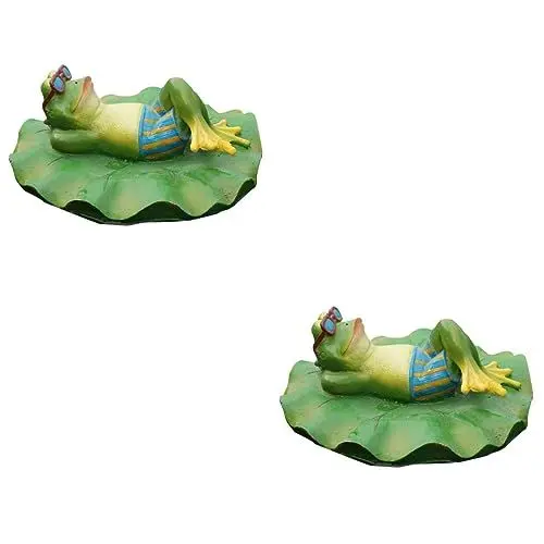Produktbild: Yardwe 2 STK Schwimmender Frosch Froschteich Grünes Spielzeug Froschstatue Basteln Frosch-skulptur-Statue Ententeich Froschfiguren Sammlerstücke Miniatur Draussen Büro Sammlung Harz
