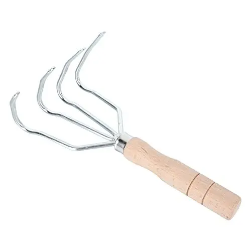 Produktbild: Yardwe 2 STK Vierzahnrechen Gartenarbeit gartenvliese rasensam Werkzeug zum Jäten von Spalten Rechen für Rasen Heavy Duty unkrautbrenner Grabendes Handwerkzeug Rechen mit Holzstiel Stahl