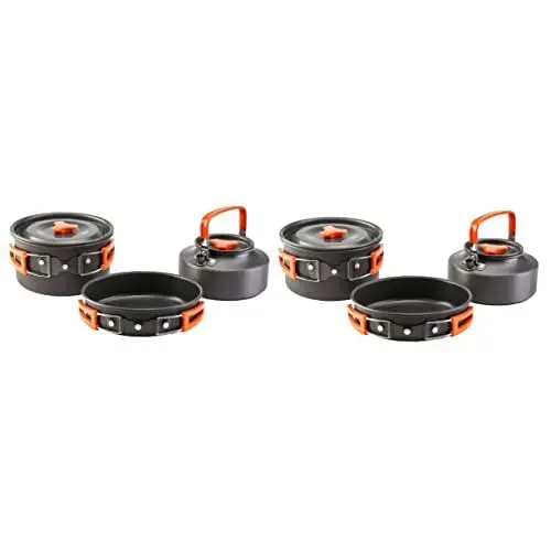 Produktbild: Yardwe 2 Sätze Camping-Pfannen-Set Outdoor-Campingtopf Campingkochgeschirr Bratpfanne Trink Gläser Campingwerkzeug Kochgeschirr aus Aluminiumlegierung heißer Topf Suite Wasserbeutel