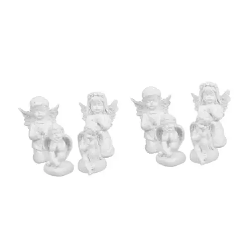 Produktbild: Yardwe 2 Sätze Engel Ornamente Engel Skulptur Engel Figuren Engelsfigur Kniende Engelsstatue Mini-Statue Geformtes Kleines Mädchen Engel Statuen Mini-engelsstatue Harz Weiß 4 Stück * 2