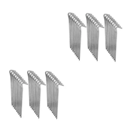 Produktbild: Yardwe 2 Sätze Heringe Zeltpflöcke Künstlich Pflanzen Gartenpfähle Sofortiges Zelt Rasen Camping-einsätze Doppelt Einsatz Barriere Zeltstangen Silver Eisenverzinkte Legierung 30 Stück * 2