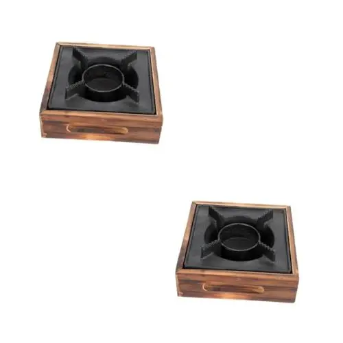 Produktbild: Yardwe 2 Stk Gusseisen Alkohol ofen Propan Doppelter Campingkocher Camping-Gaskocher Platte kochgeschirr outdoor outdoor-kochgeschirr Kochalkoholkocher Outdoor-Grillwerkzeug Holz Black