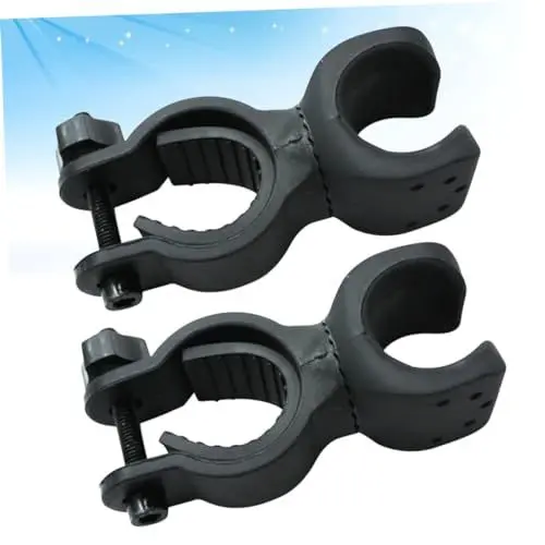 Produktbild: Yardwe 2 Stück 360° Drehbare Fahrrad Taschenlampenhalterung Aus Leichtem Gummi Verstellbare Clip Klemme Für Lenker Ideal Für Fahrradbeleuchtung Schwarz