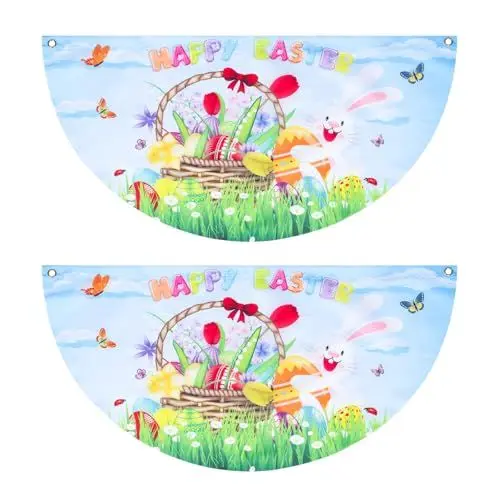 Produktbild: Yardwe 2stücke Ostern Gartenflaggen Fröhliche Osterdekoration Wetterfestes Handgefertigte Fahnenschmuck Für Außenbereich Für Frühlingsfeiern Und Gartendekoration