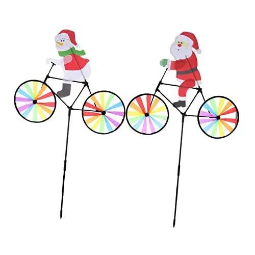 Produktbild: Yardwe 2 Stück Weihnachten Dreidimensionale Windmühle Rasen Windrad Rasen Windräder Weihnachten Rasen Windräder Kinder Outdoor-Spielzeug Outdoor-Dekoration Kinderfahrräder