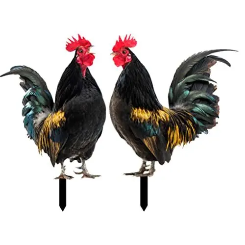 Produktbild: Yardwe 2 Stücke Gartenstecker Gartenfiguren Hahn Huhn Figur Gartendeko Tiere Stecker Dekofigur Garten Statue Skulptur Acryl Zaunhocker Rasen Terrassen Deko Hof Dekoration
