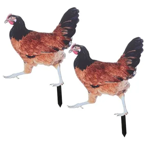 Produktbild: Yardwe 2 Stücke Gartenstecker Gartenfiguren Huhn Hühner Figur Gartendeko Tiere Stecker Dekofigur Acryl Garten Statue Skulptur Zaunhocker Rasen Deko Hof Dekoration Frühlingsdeko