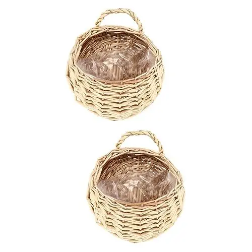 Produktbild: Yardwe 2 Stücke Seegras Gewebt Hängenden Korb Rattan Blumentopf Für Garten Für Balkon Decor