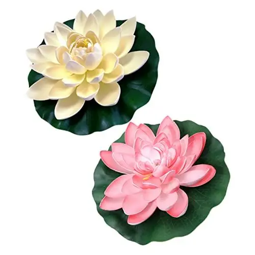 Produktbild: Yardwe 2st Künstlicher Lotus Lotusblumendekor Realistische Lotusverzierung Simulation Teichanlage Künstliche Schwimmende Seerose Seerosenblatt Schwimmende Blumen Eva-Schaum Lotus Blatt