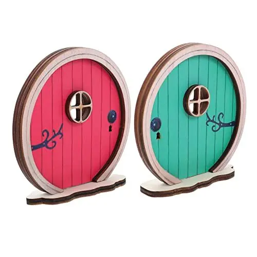 Produktbild: Yardwe 2st Mini-feentür Mini-tür-Modell Baumumarmer Miniatur-gartenfenster Mini-gartentür Meine Türe Mini-szenentür Mini-gartenskulptur Feentür Für Die Wand Zubehör Holz Kinderzimmer