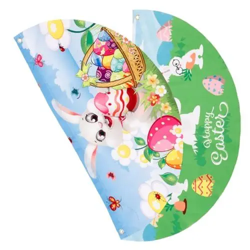 Produktbild: Yardwe 2st Osterbanner Osterfahne in Fächerform Hasen-wimpelkette Fröhliche Ostern-gartenflagge Ostern-willkommensflagge Ostergirlanden Drinnen Polyester Dekorative Flagge