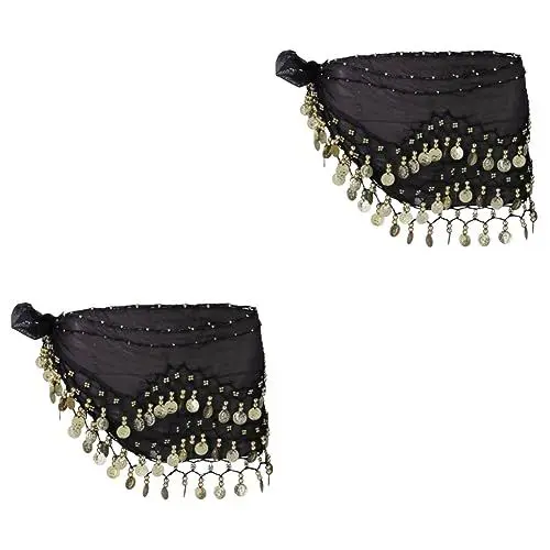 Produktbild: Yardwe 2 Stücke Bauchtänzerin Hüfttuch Chiffon Dance Hüfttuch Bauchrock Gürtel Für Halloween Dance Class Zubehör