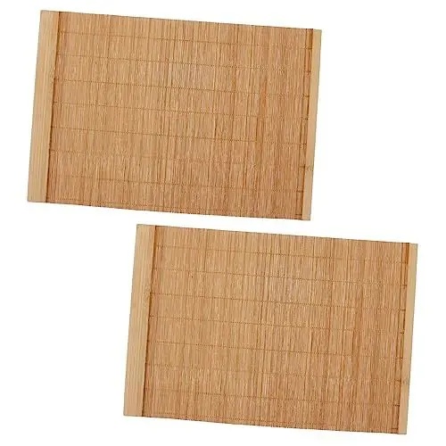 Produktbild: Yardwe 2st Tischset Aus Japanisches Dekor Flache Bambuslatten Kung-fu-teematte Tabletts Dekorativ Esstisch Bambusmatten Handgemachte Küche Platzdeckchen Geschirrkorb Hölzern