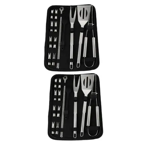 Produktbild: Yardwe Outdoor-Zubehör 32 STK Grillwerkzeug Grill Set BBQ Set -Einsätze Grillbesteck geschenkt BBQ-Utensilien-Kit Grillbesteck Edelstahl Haushalt Suite Tasche Oxford-Stoff