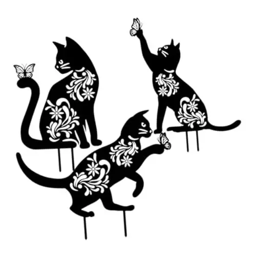 Produktbild: Yardwe 3St Dekorative Bodeneinlage „Kätzchen“. Katze-Garten-Statue Rasenkatzen-Ornament Gartenstecker Tierdekor Stab rasenkante Tiere Gartentierverzierung Gartenpfähle Kunst Eisen