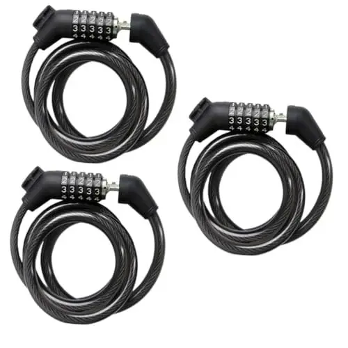 Produktbild: Yardwe 3St Eisen Fahrradkabelschloss Beanie-Helmfutter Codeschloss Spiralverschluss kettenverschluss Vorhängeschloss Fahrradschloss Fahrrad codiertes Schloss Anzahl Passwort Seilschnalle