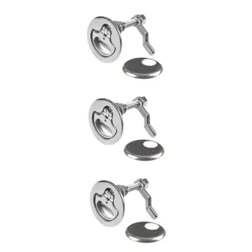 Produktbild: Yardwe 3 Sätze Luke Schließfach Fußballaufkleber Fahrradkindersitz hinten eingebettet Verstellbarer Edelstahlgriff Hardware Ring ziehen Unterputzgriff Schublade Flacher Ring Zubehör Deck