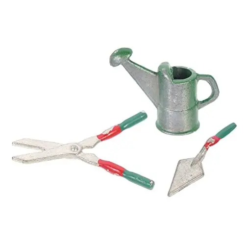 Produktbild: Yardwe 3st Puppenhaus Landwirtschaftliche Werkzeuge Mini-gartengerät Pflanzendekor Ornament Grünes Gartengerät Für Schere Gießkanne Zinklegierung Miniatur Mikroszene Mini-Schaufel
