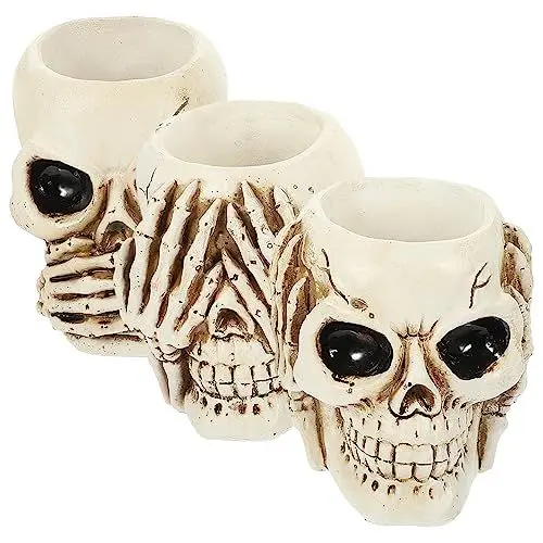 Produktbild: Yardwe 3st Schädel-blumentopf Halloween-schädelstatue Schädel Aschenbecher Halloween-schädelfigur Halloween-blumenvase Stift-Organizer Skelett Pflanzer Harz Büro Schreibtisch Sukkulenten