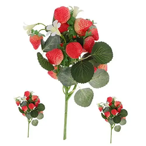 Produktbild: Yardwe 3st Simulation Erdbeerstrauß Erdbeer-dekoration Künstliche Erdbeerpflanzen Realistische Erdbeere Künstliche Früchte Zur Dekoration Pvc Gefälschtes Essen Gefälschte Erdbeeren