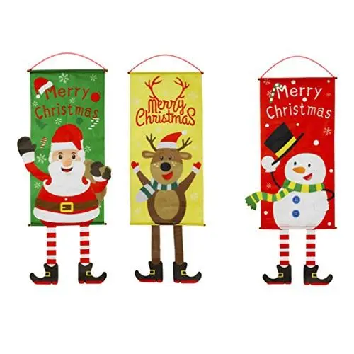 Produktbild: Yardwe 3st Weihnachtsdekoration Im Freien Winter Hängende Plakette Werkstattschild des Weihnachtsmanns Weihnachtstürverzierung Frohe Weihnachten-Flagge Ältere Wandverkleidung Draussen