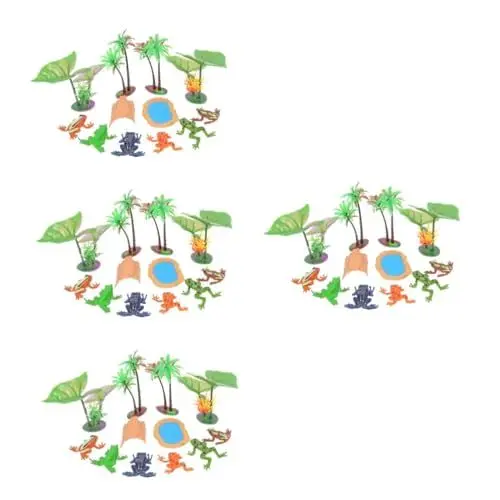 Produktbild: Yardwe 4 Sätze Froschmodellverzierung Aquarium gefälschter Frosch Miniaturpalme Ornament Spielzeug Miniaturfrösche Miniatur-Frosch-Figur Lotus Blatt Fischteich einstellen Statue Kind PVC