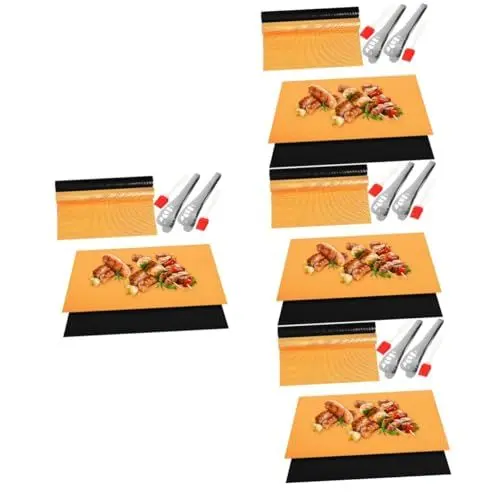 Produktbild: Yardwe 4 Sätze Grill Matte Set BBQ-Grillmatte Ofenmatten Wiederverwendbare Ofenmatte Grill-Backmatte Grillzange Gasherd Grillmatte wiederverwendbar Grillkissen Gasgrill für Öfen Kieselgel