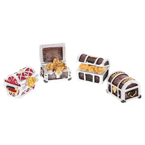 Produktbild: Yardwe 4 Stück Aquarienlandschaft bürodeko büro Dekoration Aquarium-Dekore Mini-Schatzkiste Modelle Zubehör für Aquarien Harz-Aquarium-Dekor Desktop-Aquarium-Dekor Pirat Gold Geschenk
