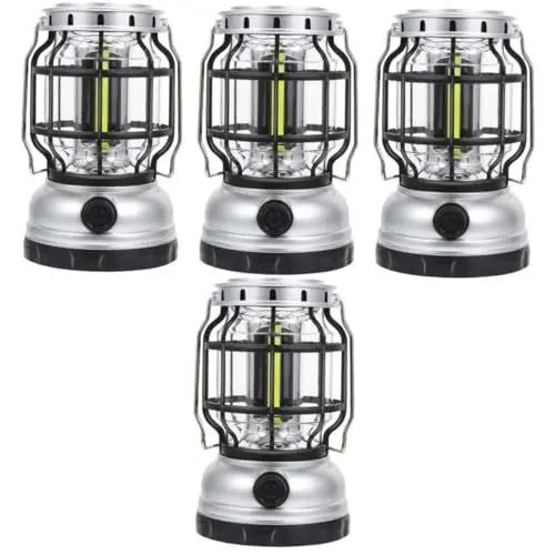Produktbild: Yardwe 4 Stück Campingleuchten Campinglampe Außenlampe Outdoor Handlampe Outdoor Tragbare Laterne Außenleuchte Zeltlampe Camping Solarlampe Reiselampe LED Campinglicht