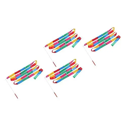 Produktbild: Yardwe 4 Stück Gymnastikband seidenband bändchen tanzbänder Kinder Sport Yoga-zubehör tanzende Gymnastik Zauberstab für Kinder tanzfarbener Streamer Partyzubehör Tanz-Streamer Seidentuch