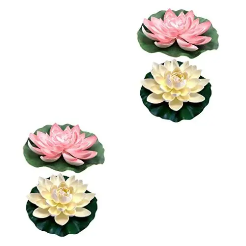 Produktbild: Yardwe 4 Stück Künstlicher Lotus Künstliche Poolblumen Künstliches Lotusdekor Simulation Teichanlage Schwimmende Teichverzierungen Seerosenblatt Haushalt Schwimmende Blumen Eva-Schaum