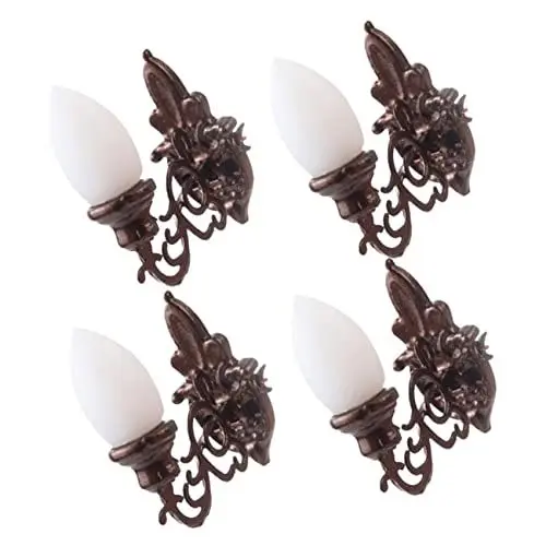 Produktbild: Yardwe 4 Stück Puppenhaus Wandleuchte Puppenstuben-tischlampe Mini- -kronleuchter Kleine Wandlampe Puppenhaus-lampendekoration 1:12 Puppenhaus-wandlampe 1:87 Wandlampe Laterne Led Abs