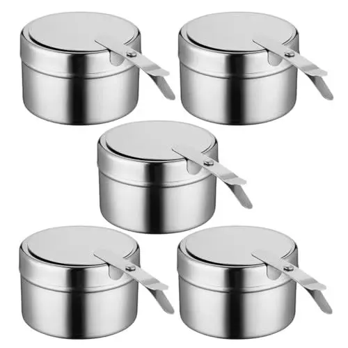 Produktbild: Yardwe 5St Alkoholkocher für den Außenbereich Kraftstoffbehälter für die Gastronomie Chafing-Dish-Brennstoff Brennstoffhalter für Chafer Dosenwärmehalter Rostfreier Stahl Silver