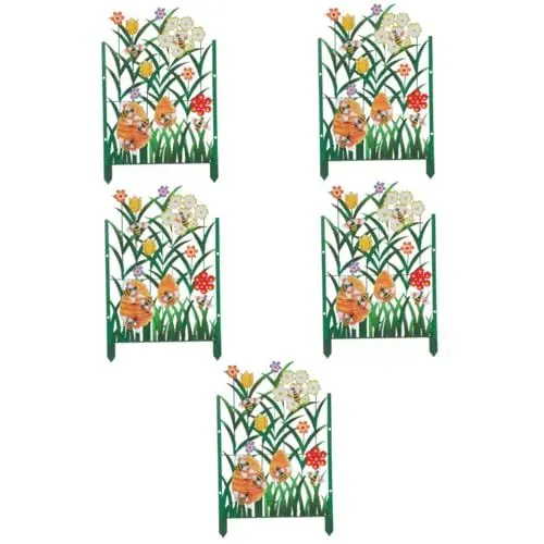 Produktbild: Yardwe 5st Gartenzaun Hofeinfassungsgrenze Rasenkante Grenze Gartendekoration Heckenzaun Balkonumrandung, Grenzzaun Landschaftszaun Hofzaun Eisen Ornamente A30 Blumen