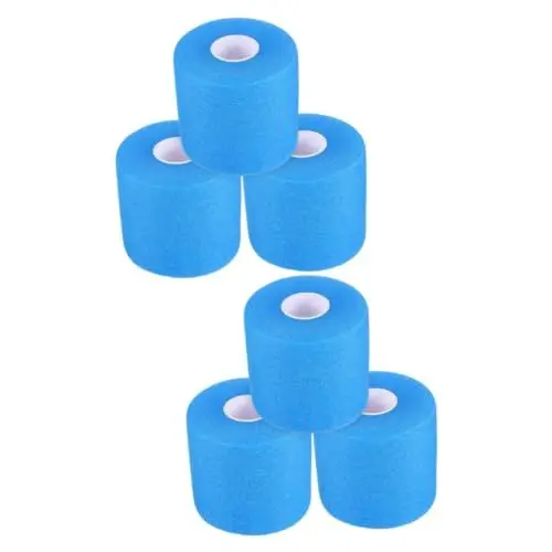 Produktbild: Yardwe 6 Rollen Schlägerdämpfungsbandagen Tragbare Sportbandagen Training Sportband Handgelenkschutzbänder Elastische Bänder Fußballband Atmungsaktives Athletentape Schwamm Blue