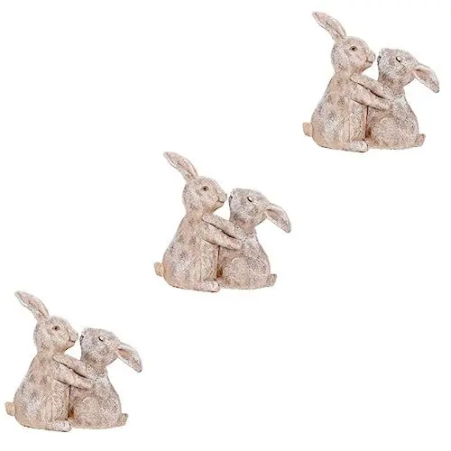 Produktbild: Yardwe 6 STK Ornamente Häschen-bastelfiguren Desktop-Kaninchen-skulptur Auto Armaturenbrett Verzierung Party-Foto-Requisite Umarmende Hasenfigur Osterfiguren Liebhaber Tier Geschenk Harz