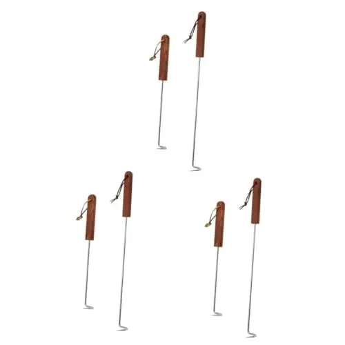 Produktbild: Yardwe 6 Stk Fleischhakenwender aufhängehaken werkzeug Strand Fleischhaken Grillhaken Raucherhaken Fleischhakenflipper schwere Haken Fleischwenderhaken Picknick-Grillwender hölzern