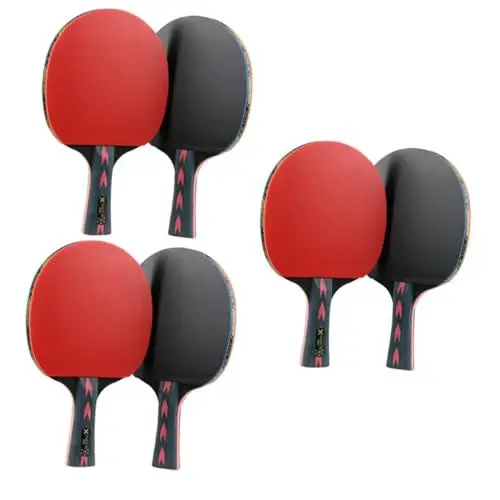 Produktbild: Yardwe 6 Stück 5 Tisch Pongschläger Profi Pongbälle Pongpaddel aus Kohlefaser Pong-Paddel Professioneller Pongschläger Pong-Pong-Bälle einstellen Hölzern