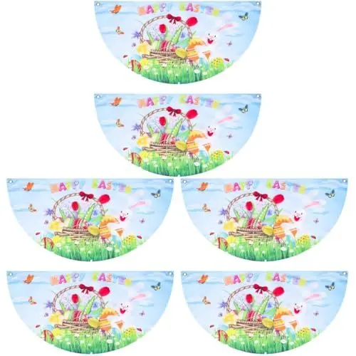 Produktbild: Yardwe 6 Stück Halbrunde Osterflagge Frohe Ostern Banner Ostern Gartenflagge Kaninchen Banner