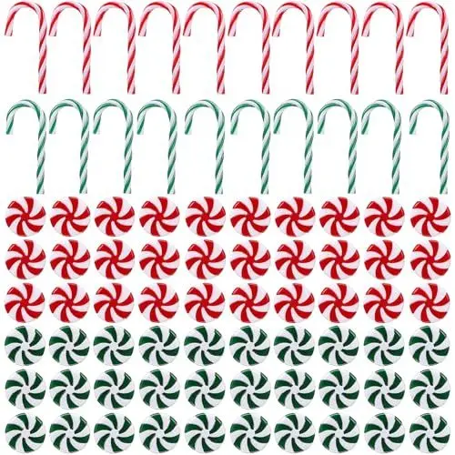 Produktbild: Yardwe 80 Stück Zuckerstangen Weihnachtsbaum Candy Cane Pfefferminz Bonbons Weihnachten (Rot und Grün)